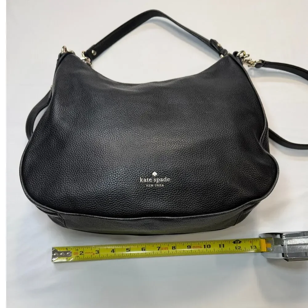 Kate Spade Black Pebbled Leather Crossbody Shoulder Bag Slouchy Everyday - Picture 16 of 16